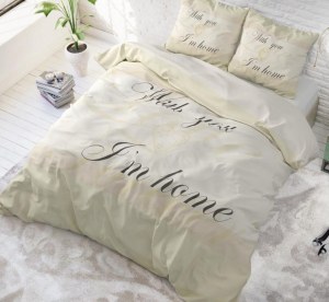 "With You" Crème Set 2/3 pcs Parure de Lit 100% Coton Housse de Couette+Taie d'Oreiller...