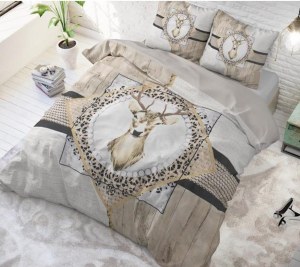 "Wood Deer " Set 2/3 pcs Parure de Lit 100% Coton Housse de Couette+Taie d'Oreiller 140...