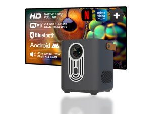 Vidéo Projecteur Full HD 1080P - Android 9.0, Wifi, Bluetooth 5.2, Auto-Focus, HDMI, US...