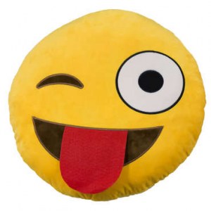 Coussin EMOJI emoticon expression 30 cm jaune
