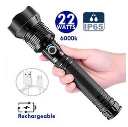 Lampe de poche Tactique - Série FLASH V12 - Rechargeable – Fonction ZOOM - Portée 300...